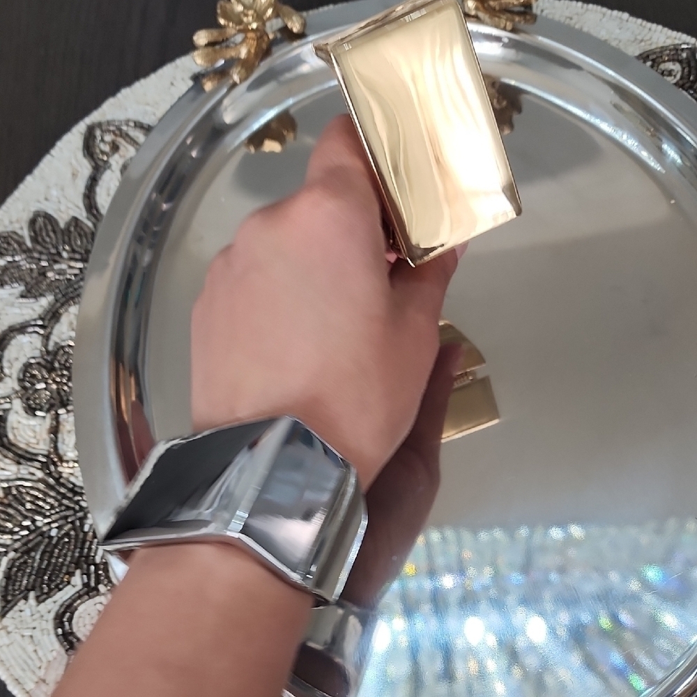 Silver Geometric Bangle - Picture 5 of 9